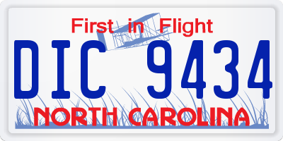 NC license plate DIC9434
