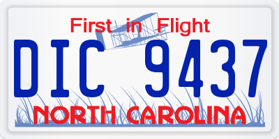 NC license plate DIC9437
