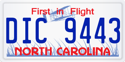 NC license plate DIC9443