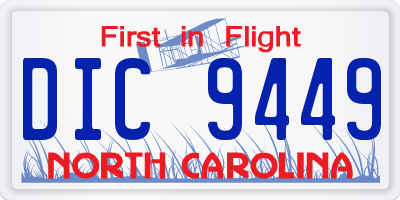 NC license plate DIC9449