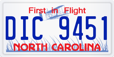 NC license plate DIC9451