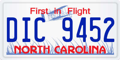 NC license plate DIC9452