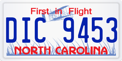 NC license plate DIC9453