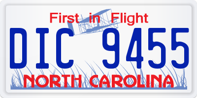 NC license plate DIC9455