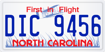 NC license plate DIC9456