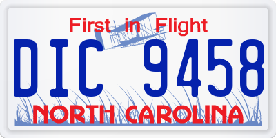 NC license plate DIC9458