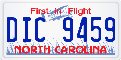 NC license plate DIC9459