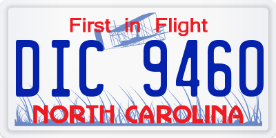NC license plate DIC9460