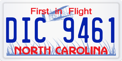NC license plate DIC9461
