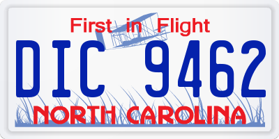 NC license plate DIC9462