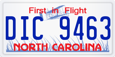 NC license plate DIC9463