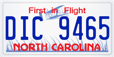 NC license plate DIC9465