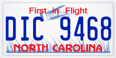 NC license plate DIC9468