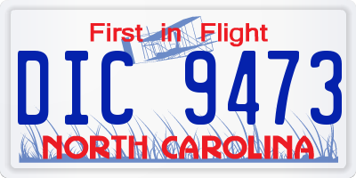 NC license plate DIC9473