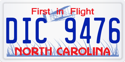 NC license plate DIC9476