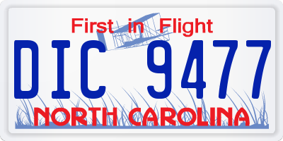 NC license plate DIC9477