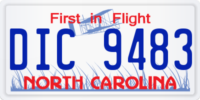 NC license plate DIC9483