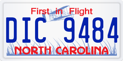 NC license plate DIC9484