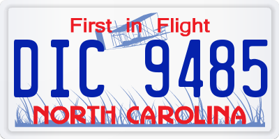 NC license plate DIC9485