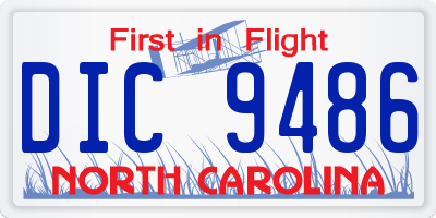 NC license plate DIC9486