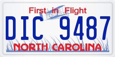 NC license plate DIC9487