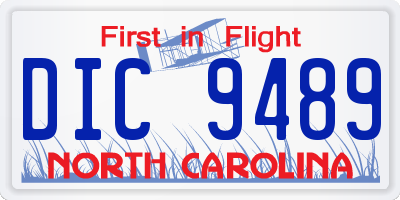 NC license plate DIC9489