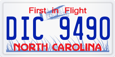 NC license plate DIC9490