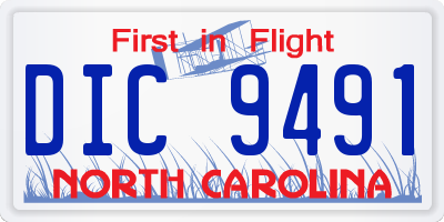 NC license plate DIC9491