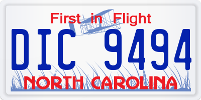 NC license plate DIC9494