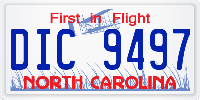 NC license plate DIC9497