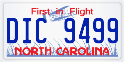 NC license plate DIC9499