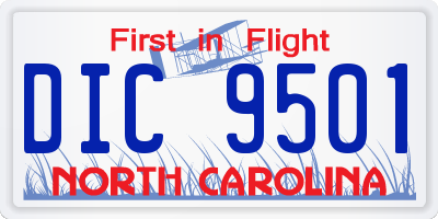 NC license plate DIC9501