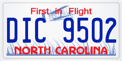 NC license plate DIC9502