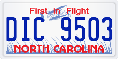 NC license plate DIC9503