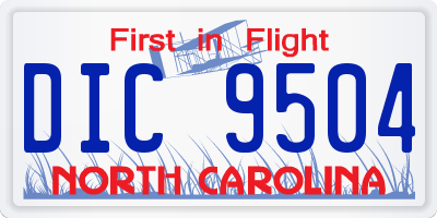 NC license plate DIC9504