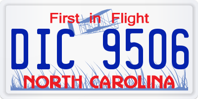 NC license plate DIC9506