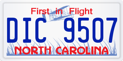 NC license plate DIC9507