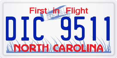 NC license plate DIC9511