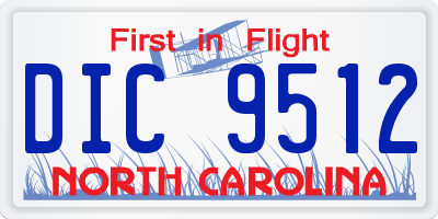 NC license plate DIC9512