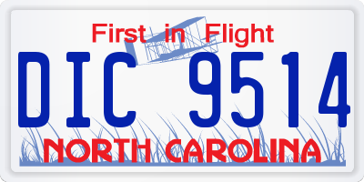 NC license plate DIC9514