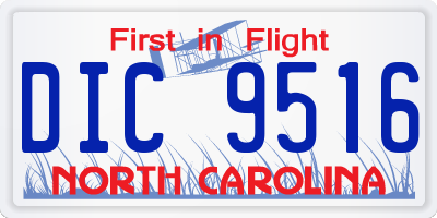 NC license plate DIC9516