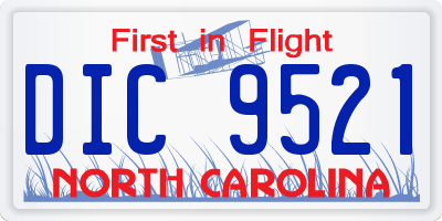NC license plate DIC9521