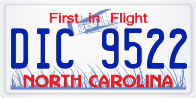 NC license plate DIC9522