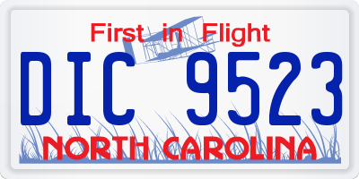 NC license plate DIC9523