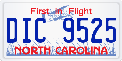 NC license plate DIC9525