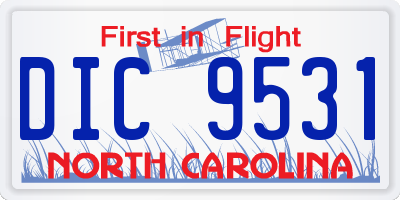 NC license plate DIC9531
