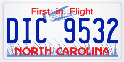 NC license plate DIC9532
