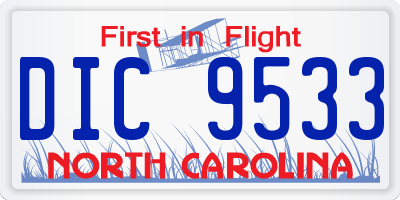 NC license plate DIC9533
