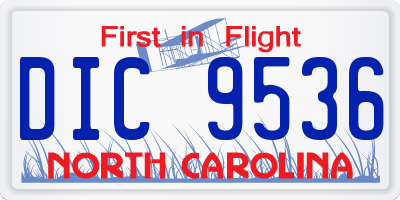 NC license plate DIC9536