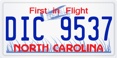 NC license plate DIC9537
